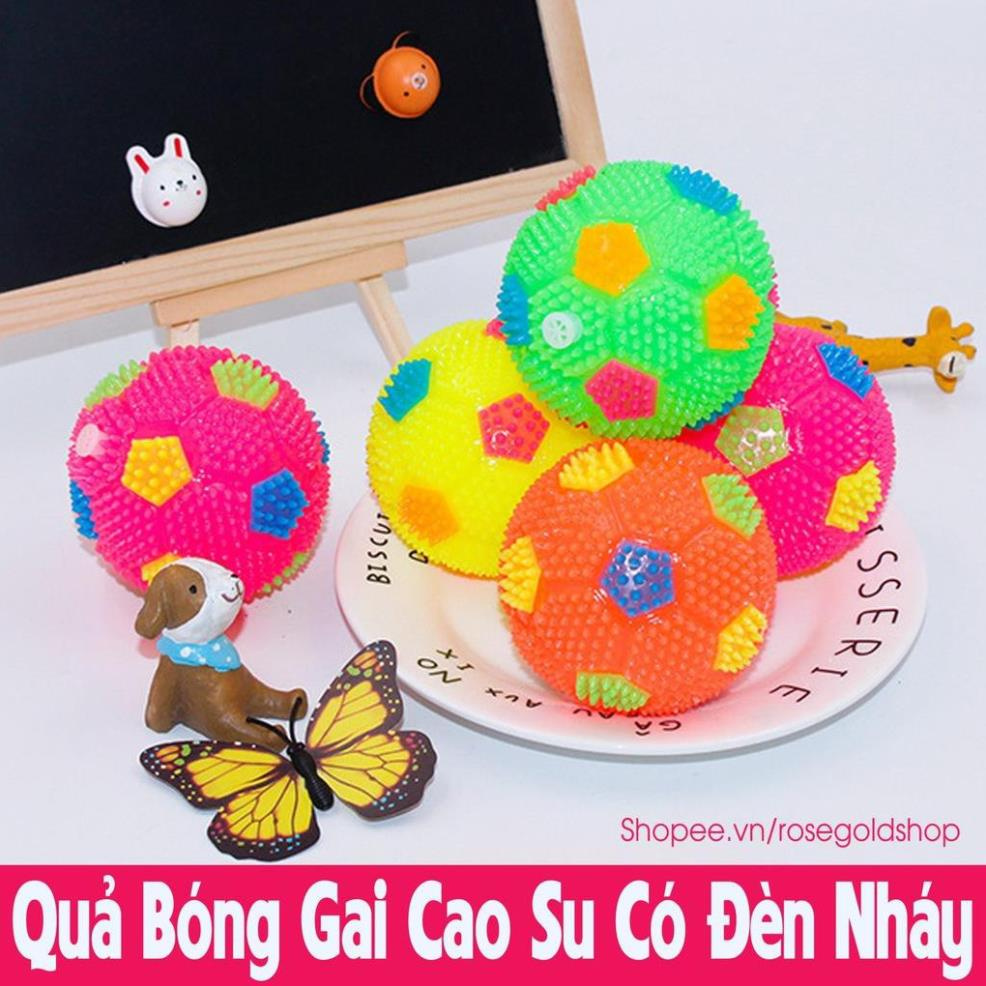 Quả Bóng Gai Cao Su Có Đèn Nháy, Bóp Kêu Chíp Chíp Bé Rất Thích Thú
