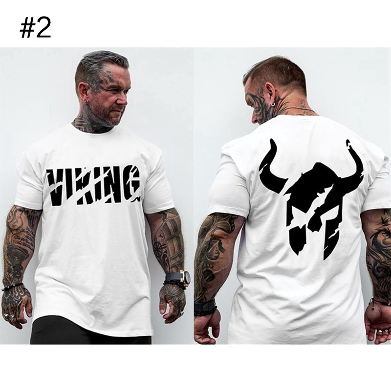 Áo Thun Thể Thao Tay Ngắn Chất Liệu Cotton Thoải Mái In Họa Tiết Thời Trang Cho Nam Size M-3XL