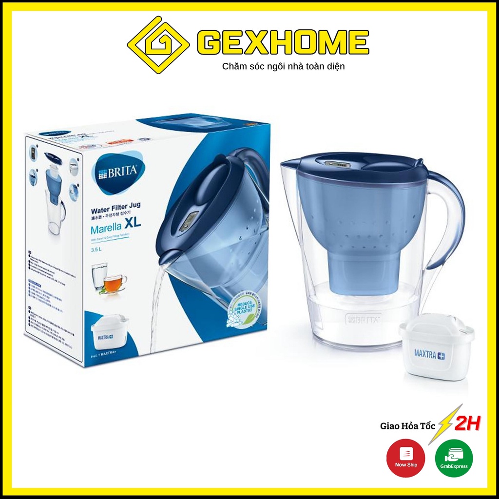 Bình lọc nước BRITA Marella XL Blue 3.5L (kèm 4 lõi lọc Maxtra Plus)