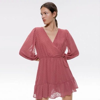 Zara Morocco full tag - Đầm Zara vạt chéo voan chiffon hạt nhiều màu siêu đẹp DT10VCG59N10