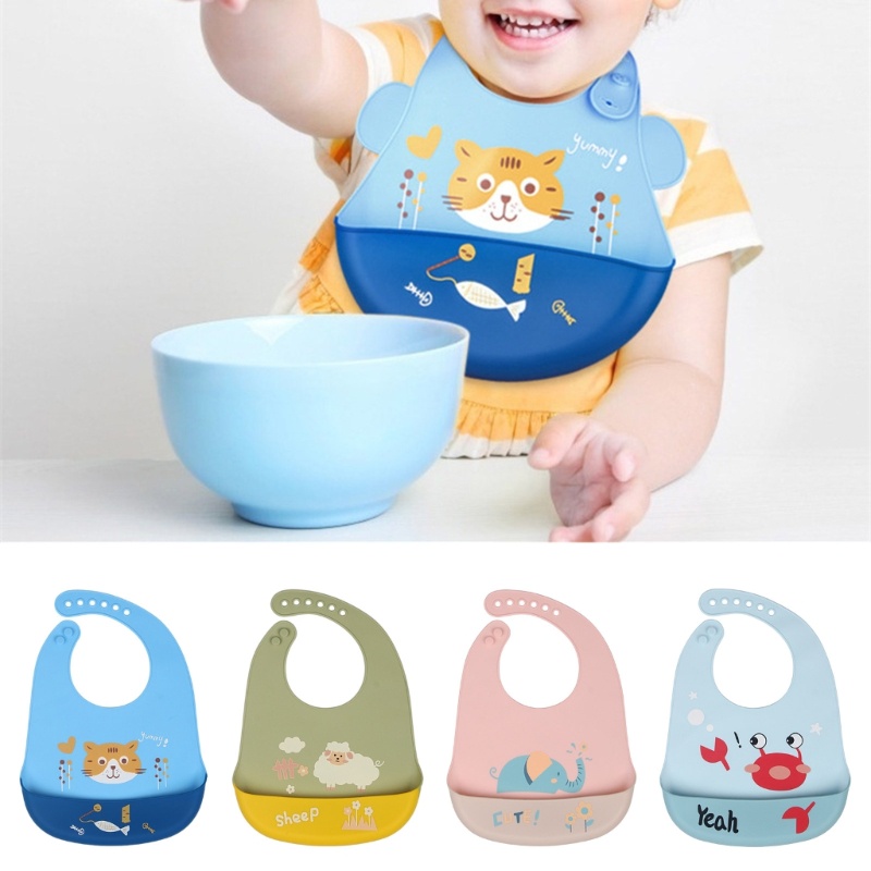 Yếm Ăn Silicone Chống Thấm Nước Dễ Dàng Vệ Sinh Cho Bé
