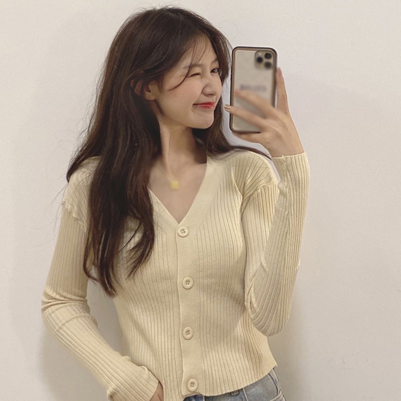 Áo Khoác Len Cardigan Tay Dài Cổ Chữ V Dáng Rộng Dễ Phối Đồ | BigBuy360 - bigbuy360.vn