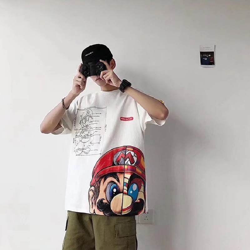 Áo Thun Tay Lỡ In Họa Tiết Hoạt Hình Phong Cách Nhật Bản Thời Trang Cho Nam Size M-3XL