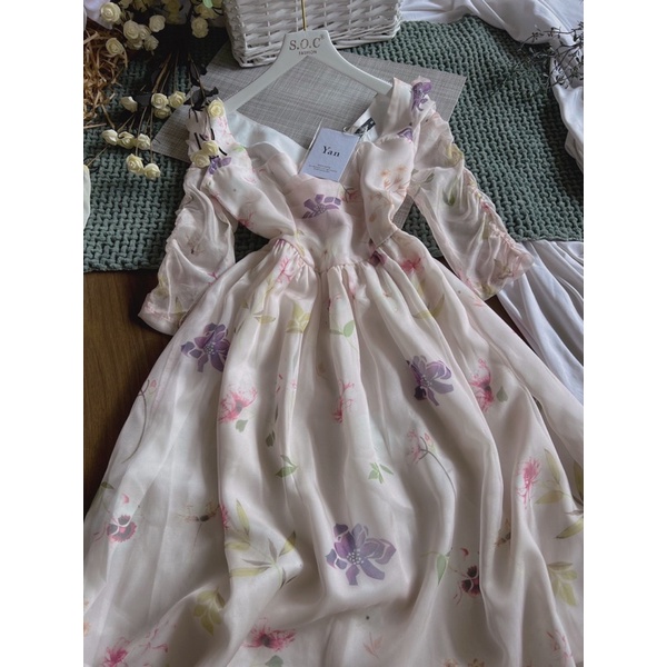 Váy đi tiệc voan lụa dáng dài cao cấp có size S-M