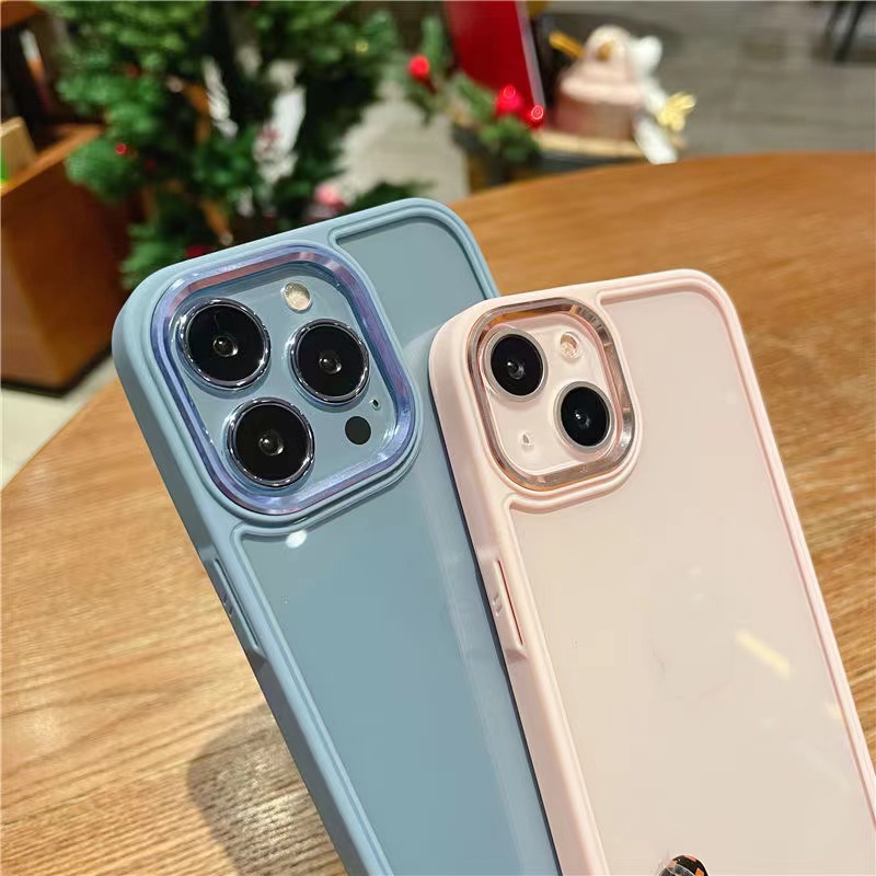 Ốp Điện Thoại Cứng Trong Suốt Viền Kim Loại Chống Sốc Cho iPhone 14 13 12 11 Pro Max XS XR X 8 7 Plus + SE 2020