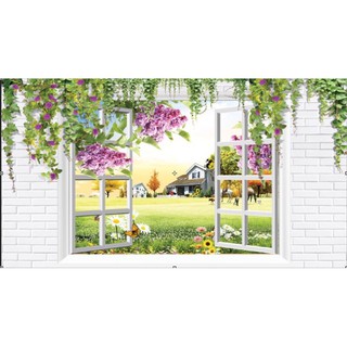Tranh dán tường 3d tranh cửa sổ kt120x180