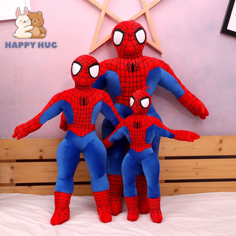 Thú bông siêu anh hùng người nhện Spider Man size 55/70/90 cm loại vải dù có khung form cứng cáp - Happy Hug