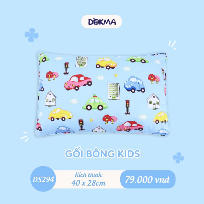 [Dokma] GỐI BÔNG TRẺ EM cotton mềm, thấm hút tốt 2-8 tuổi (kt 46*31cm)