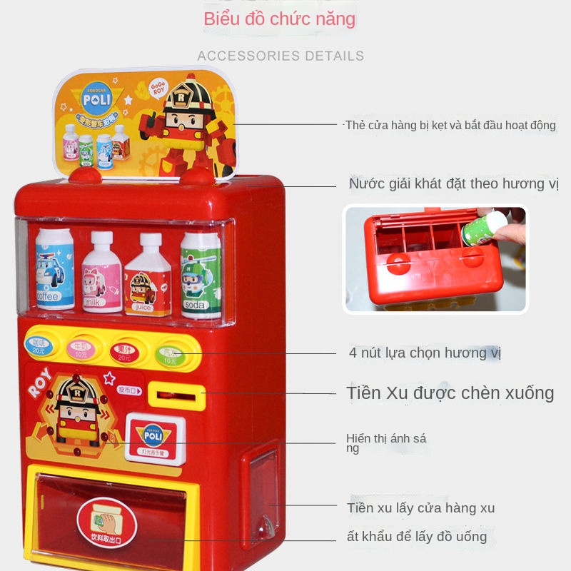 ┋Máy bán hàng tự động cho trẻ em đồ chơi máy bán hàng mô phỏng máy nước giải khát vận hành bằng đồng xu quà tặng câu đố
