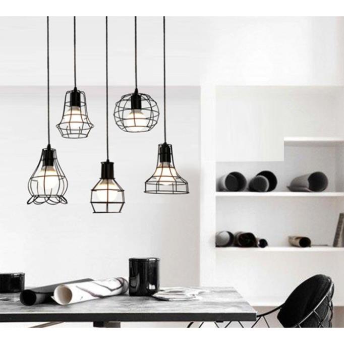 combo 5 đèn thả khung sắt nghệ thuật, đèn thả bàn ăn TS5B