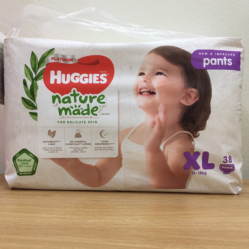 Tã quần Huggies Platinum nature XL38 dành cho bé 12-18kg