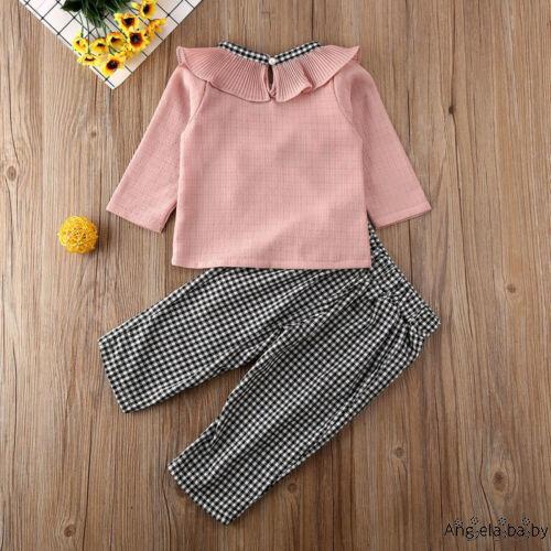 ⓗღ✯Toddler Baby Girl Ruffle T-Shirt Tops Plaid Long Pants Leggings Kids Fall Winter Outfit Clothes Sets