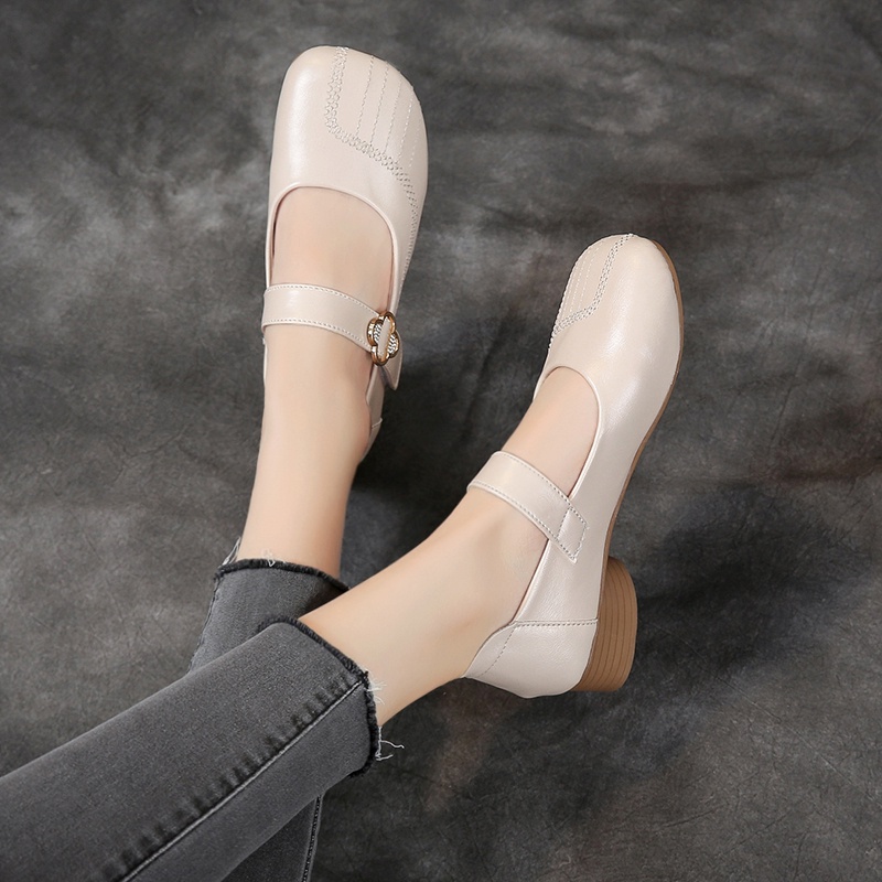Giày Búp Bê Da Mũi Tròn Thời Trang Công Sở Dành Cho Nữ
