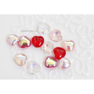 Charm thủy tinh tim xỏ lỗ 2 đầu T4 /Nguyên liệu làm vòng tay