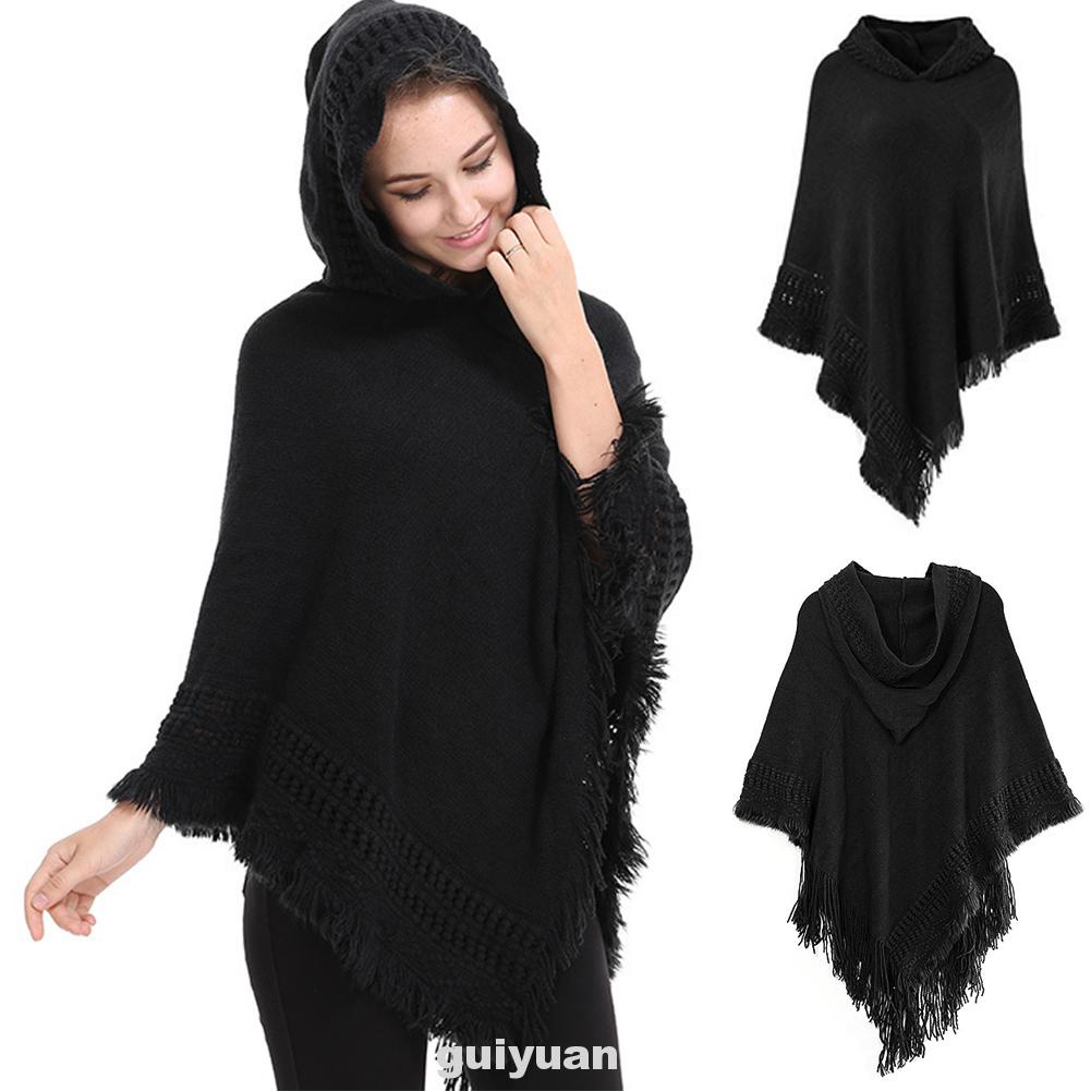 Áo choàng dệt kim phối tua rua thiết kế thanh lịch
 | BigBuy360 - bigbuy360.vn