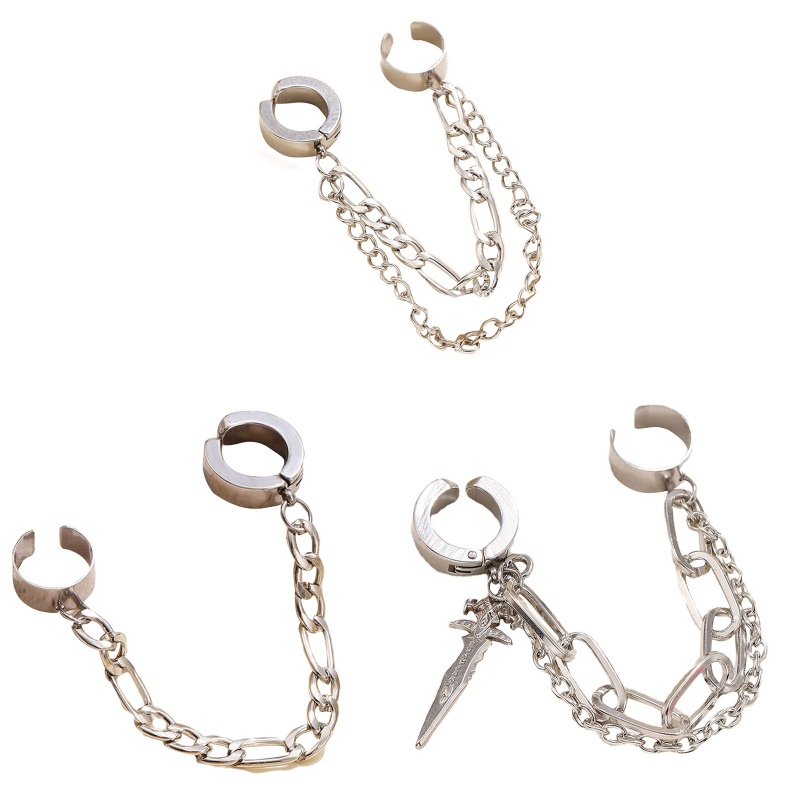 Khuyên Kẹp Vành Tai Hai Lớp Tua Rua Không Cần Xỏ Lỗ Cho Nữ