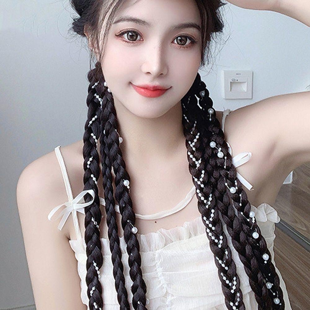 Tóc Giả Kiểu Thắt Bím Bằng Sợi Tổng Hợp Phong Cách Đường Phố