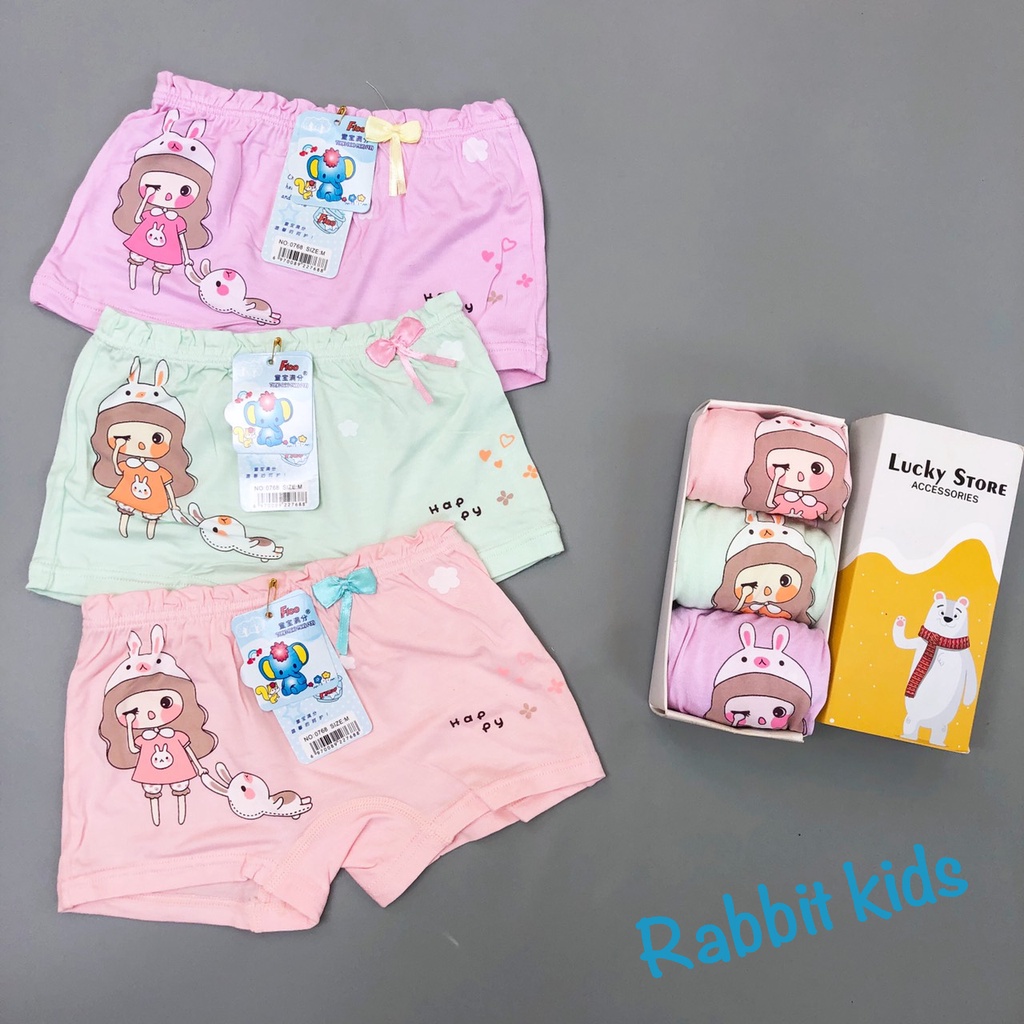 5 Quần lót đùi cotton 100% cho bé gái siêu mát hình kem hoặc hình gấu, bé gái