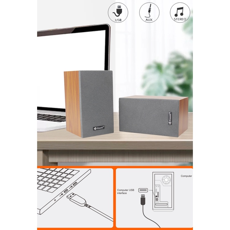 LOA KISONLI T-011 (2C/BỘ)- đen, nâu gỗ