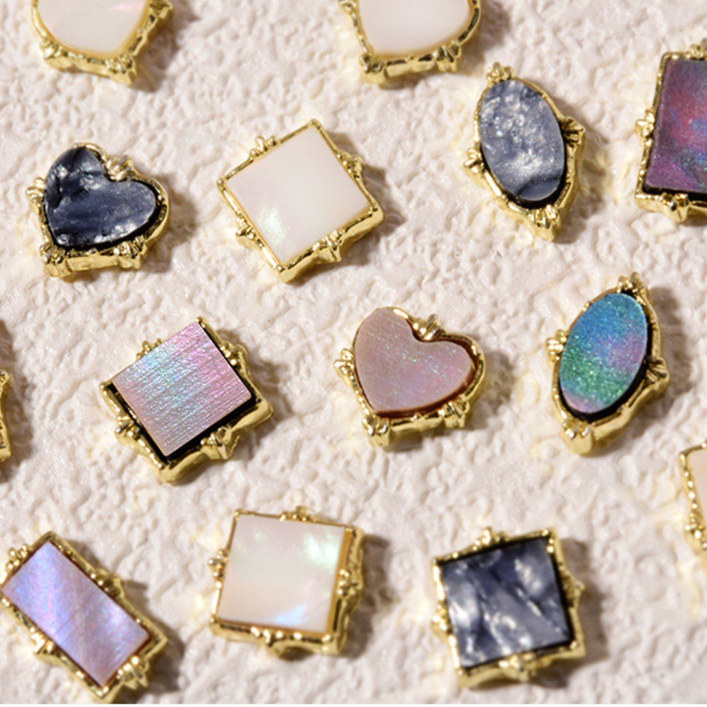 Bộ 10 Đá Giả Hợp Kim Tự Đính Trang Trí Móng Tay 3D