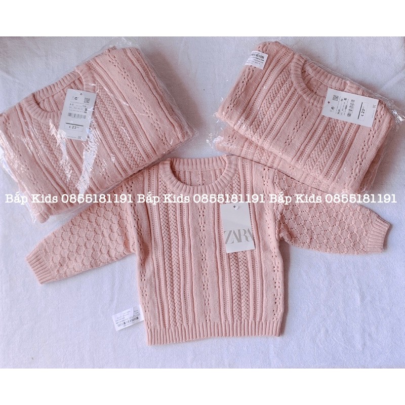 Áo Len Lỗ Cho Bé Gái Màu Hồng Cam