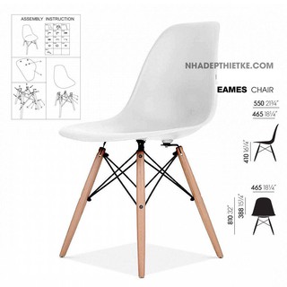 Ghế eames nhựa chân gỗ nhập khẩu