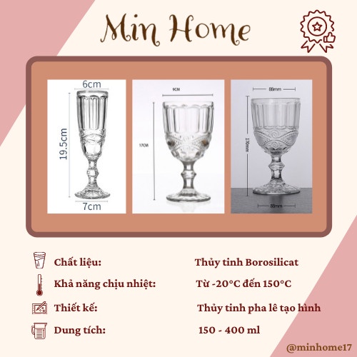 [HOT] Ly Cốc Thủy Tinh Vintage Phong Cách Hoàng Gia Cốc Thuy Tinh Min Home Rẻ Đẹp