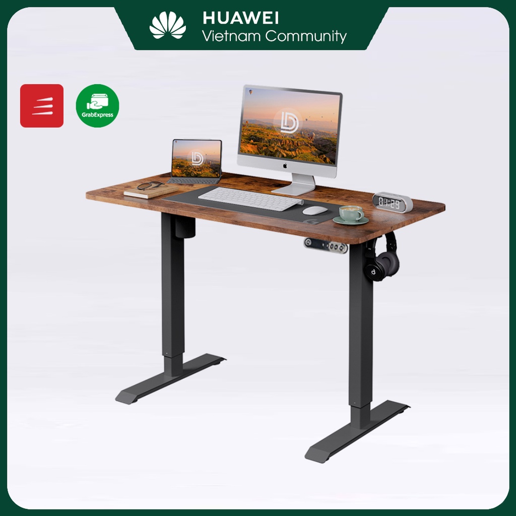 Bàn nâng hạ Smart DESK V2 - Mặt bàn vân gỗ Sồi - Bàn công thái học thông minh tự động điều chỉnh chiều cao
