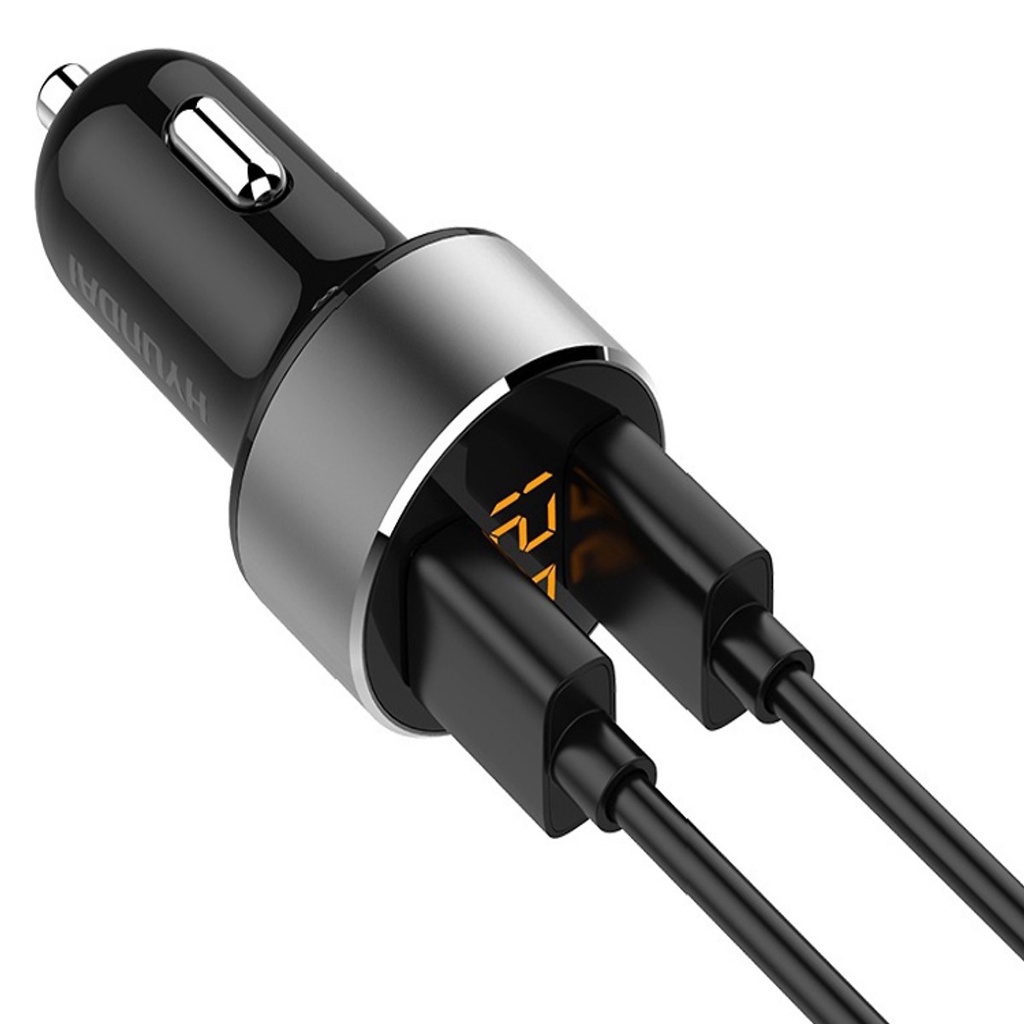 Tẩu sạc chính hãng hyundai cho ô tô HY36 có 2 cổng cắm USB sạc nhanh siêu tốc.