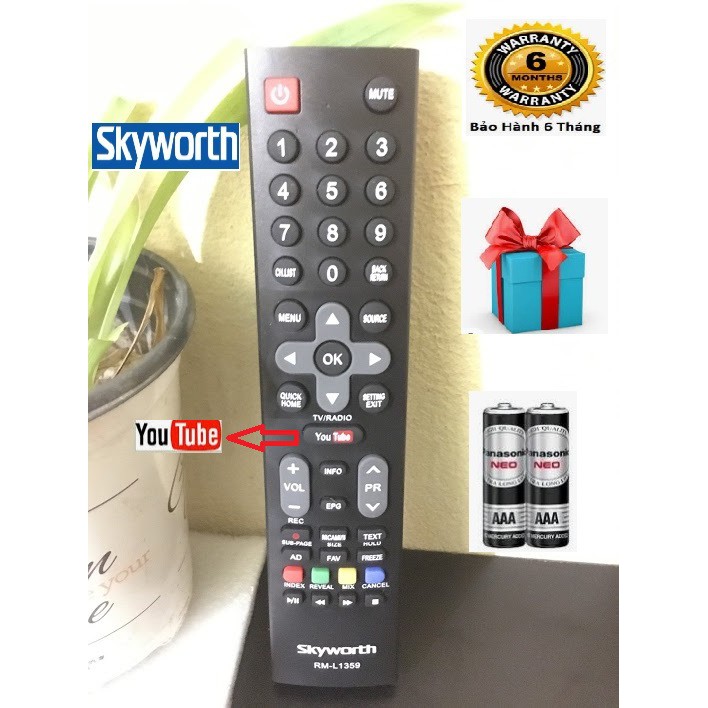 điều Khiển TiVi Skyworth RM-L1359 - Remote từ xa tivi  Skyworth smart internet youtube nút ở giữa RM L1379