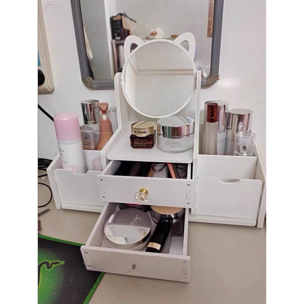 kệ đựng mỹ phẩm mini có gương giá rẻ, thiết kế sang trọng tiện lợi cho phòng ngủ