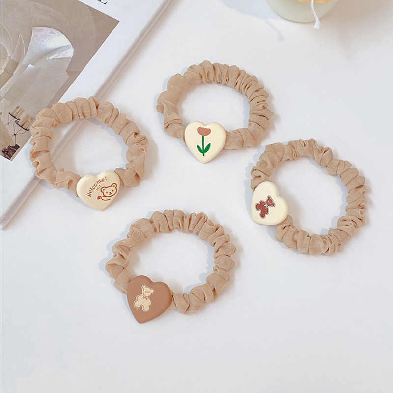 Dây buộc tóc đuôi ngựa họa tiết dễ thương phong cách Hàn Quốc 2021