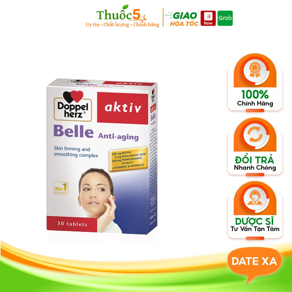Belle Anti-aging Viên Uống Đẹp Da Giúp Giảm Nếp Nhăn, Ngăn Ngừa Nám Và Sạm Da Hộp 30 Viên