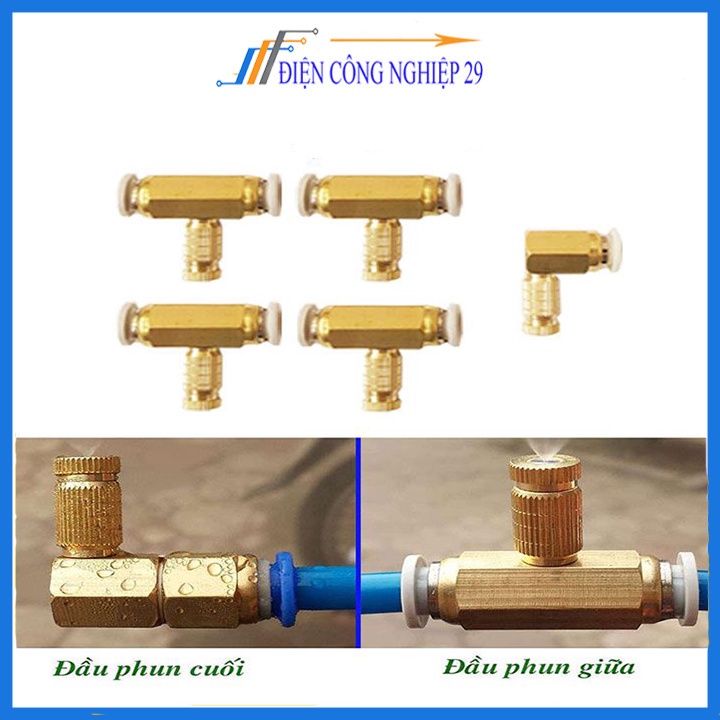 Béc phun sương bằng đồng số 1-2-3-5-6-7-8 kèm Chân nối ống phi 8 ( HÀNG LOẠI 1)