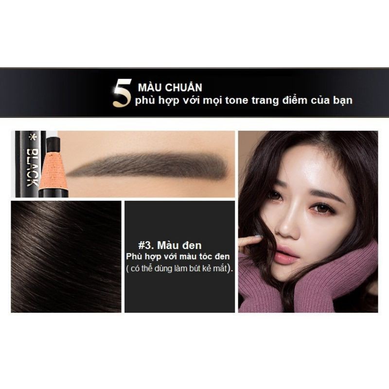 [HÀNG CHÍNH HÃNG NỘI ĐỊA TRUNG] Chì xé kẻ mày Cosmetic Art Eyebrow Pencil (Lẻ 1 cây màu đen)