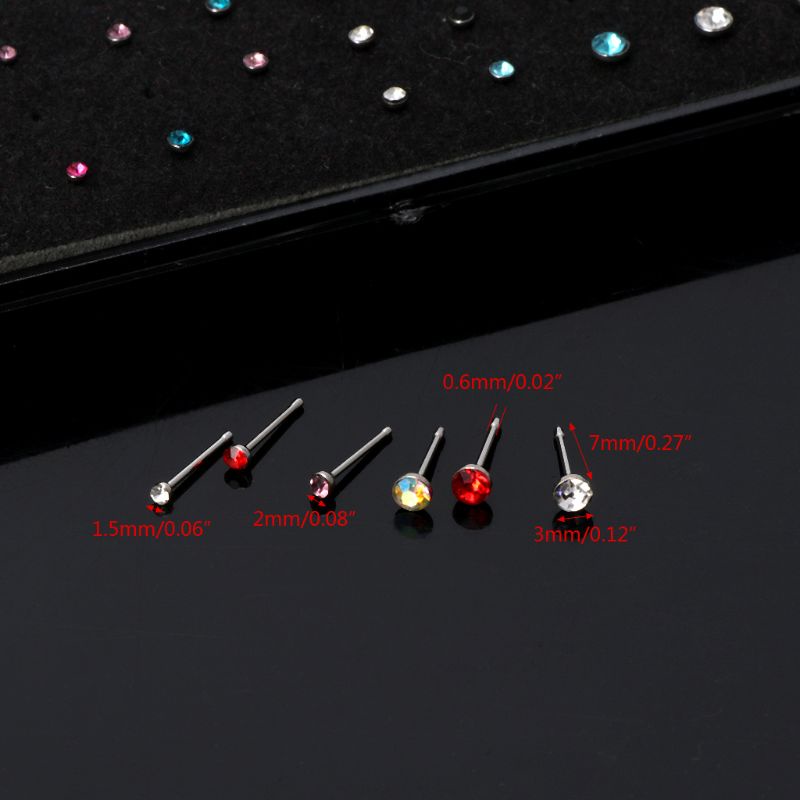 Hộp 60 chiếc khuyên mũi bằng thép không gỉ