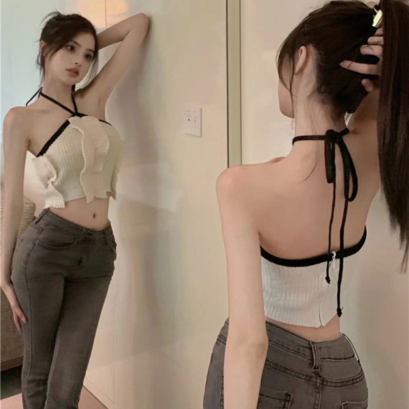COZOK Áo Tank Top Dệt Kim Không Tay Thiết Kế Quyến Rũ Cho Nữ