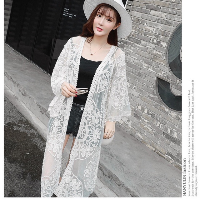 Áo choàng/ khoác lưới đi biển dáng dài | BigBuy360 - bigbuy360.vn