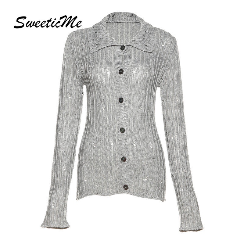 Áo Cardigan Dệt Kim Tay Dài Dáng Ôm Màu Trơn Thời Trang   Quyến Rũ Cho Nữ