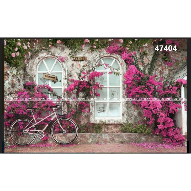 Tranh dán quán trà sữa, trà chanh, cafe 3D dán tường in Vải Lụa