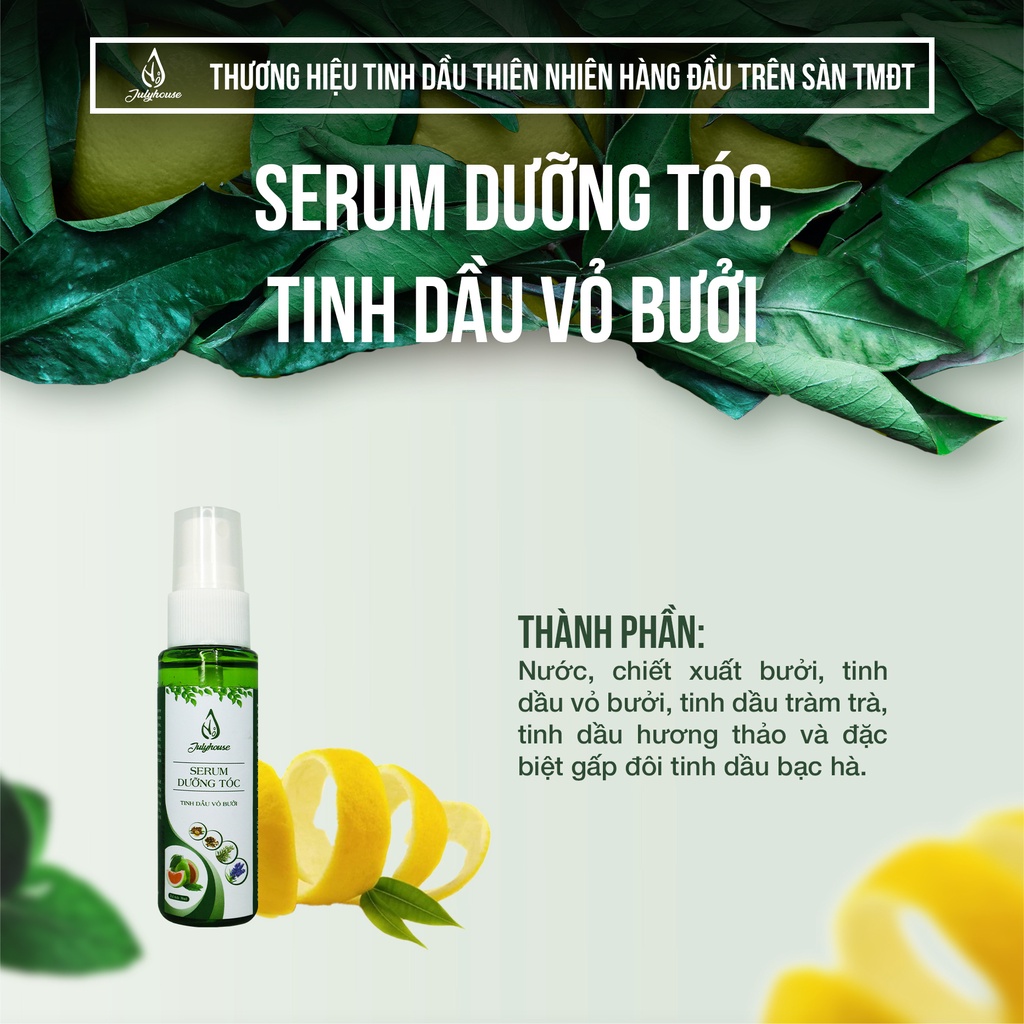 Dầu gội Bưởi và Serum dưỡng tóc tinh dầu Bưởi JULYHOUSE ngăn ngừa gãy rụng, dưỡng tóc suôn dài óng mượt | BigBuy360 - bigbuy360.vn