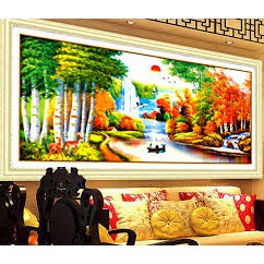 Tranh Đính Đá ,Non Nước Hữu Tình&gt; DF2101 ( 163x75cm ) chưa đính