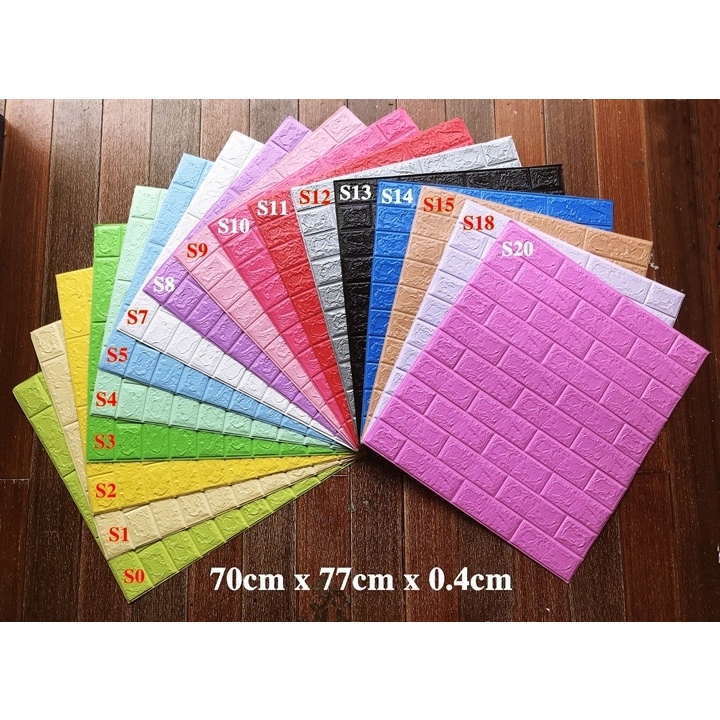 Xốp dán tường cao cấp G01 giả gạch 3D kích thước 70 x 77 cm không thấm nước dày dặn siêu dính tiện lợi