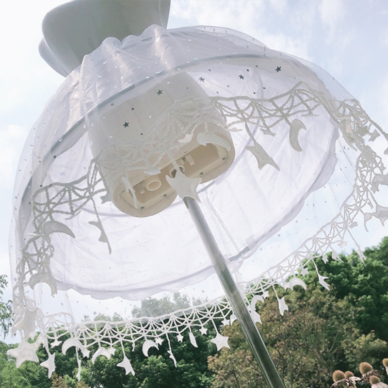 Chân Váy Tulle 2 Vòng Viền Tua Rua Đính Ngôi Sao Mặt Trăng Màu Trắng Phong Cách Lolita