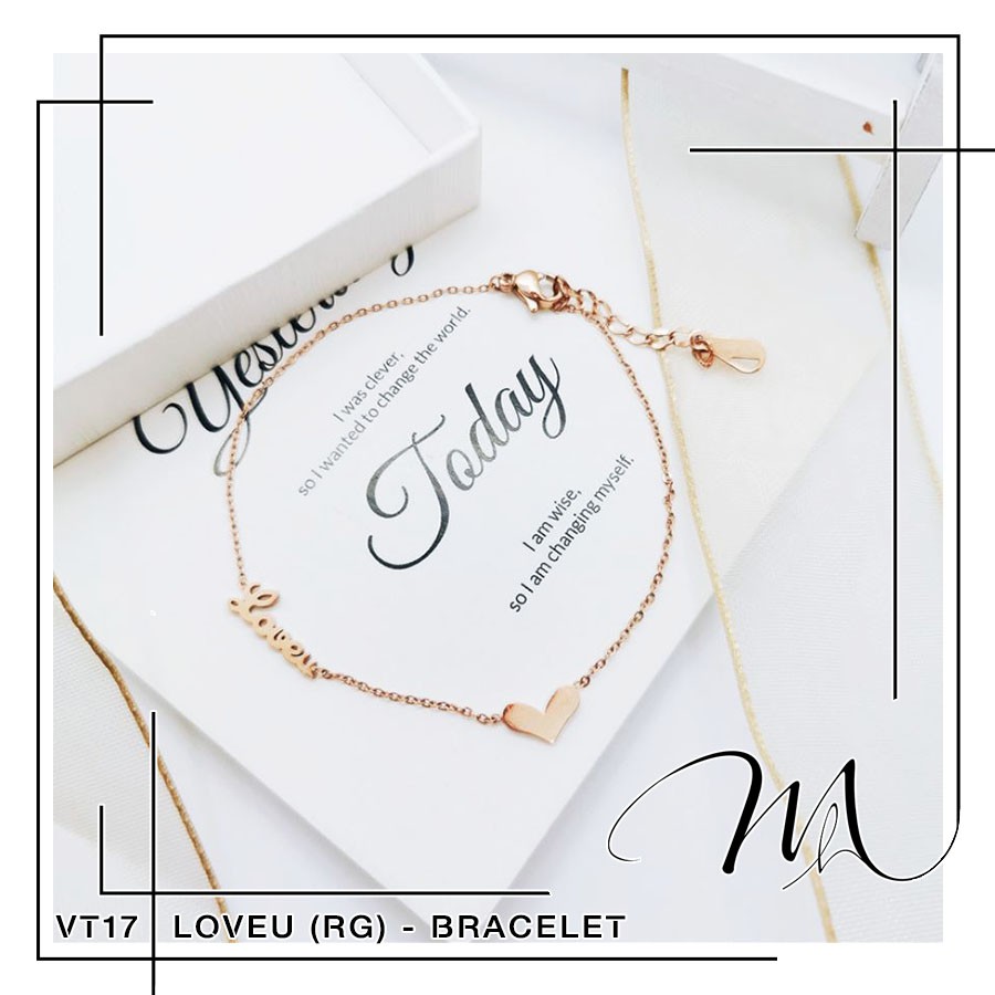 Lắc tay nữ Titan không gỉ hình trái tim Love You dễ thương - Măng’s House VT17