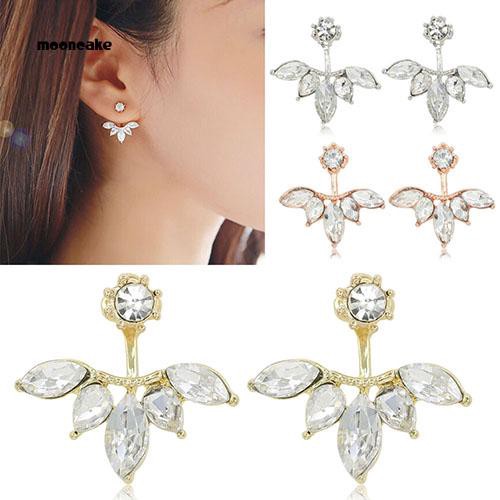 Khuyên tai hình chiếc lá đính đá phong cách sang trọng thanh lịch dành cho nữ