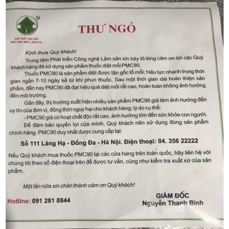 Thuốc lây nhiễm diệt mối chúa PMC90 bột 100g