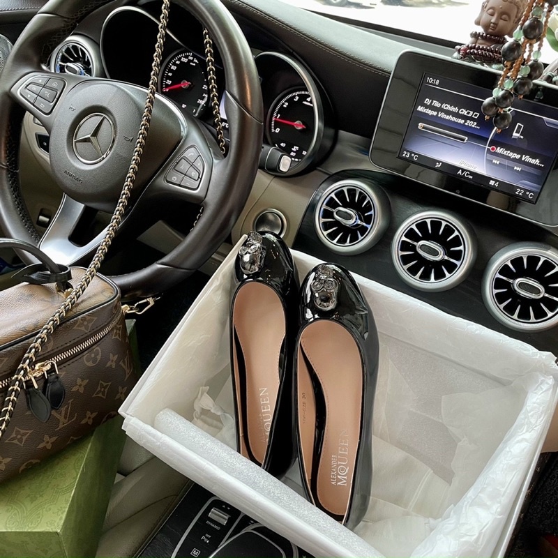 Giày búp bê mcq quốc dân da mềm êm chân fullbox