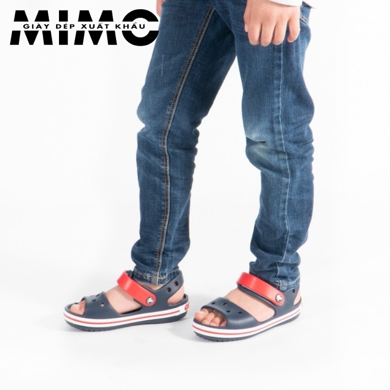 [Tặng 10 nút gắn] - Sandal Baya trẻ em màu navy quai đỏ, dép nhựa đi mưa êm nhẹ, chống trơn trượt cho bé