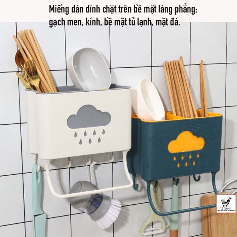 Ống đựng đũa thìa treo tường hình đám mây , kèm móc treo khăn dụng cụ bếp (ỐNG ĐŨA)